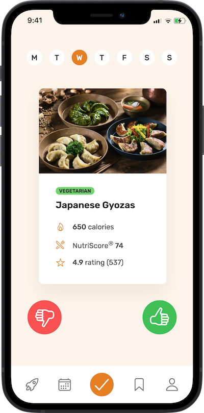 iPhone app meal approvement plan screen
